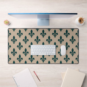 Fleur de Lis Motif, Royal French Green on Cream
