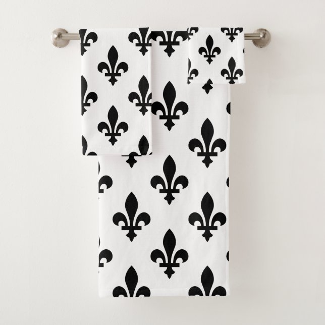 Fleur de Lis Motif, Royal French, Noir sur Blanc (En situation)