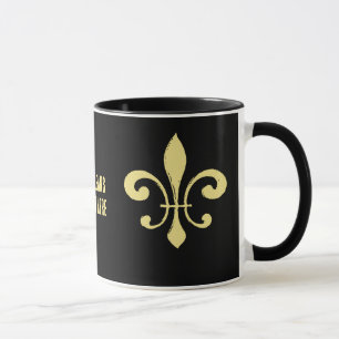 Fleur de Lis Mug noir et or qui dort