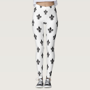 Fleur de lis noir et blanc Leggings pour femmes