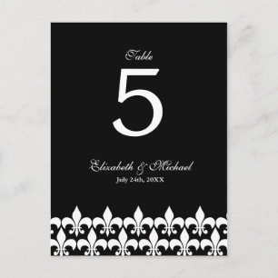 Fleur de Lis noir et blanc Numéro de table du Mari