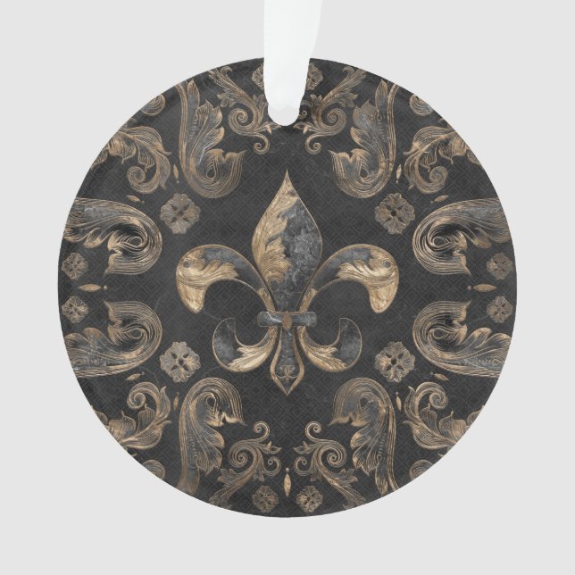 Fleur de lis ornement de luxe - Marbre noir (devant)