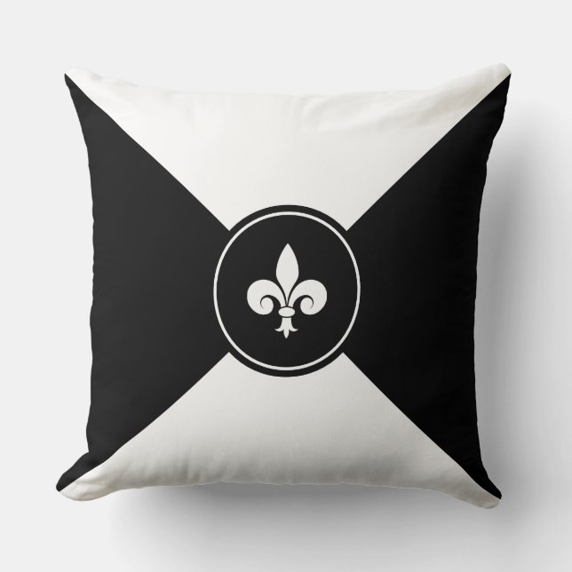 Fleur de Lis personnalisée sur Coussin de jet noir (Recto)