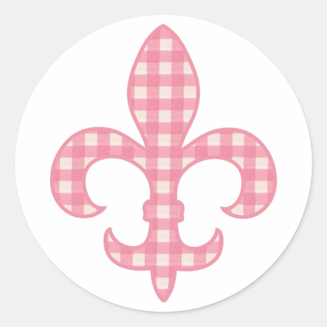 Fleur de lis stickers En vichy rose (Devant)