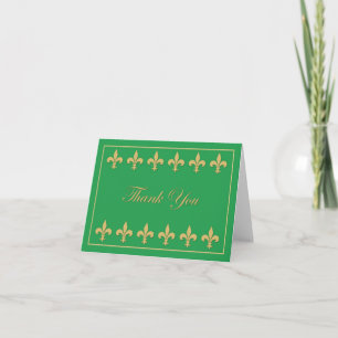 Fleur de lis sur Carte de remerciements vert