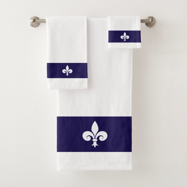 Fleur de Lis sur fond bleu marine et blanc (En situation)