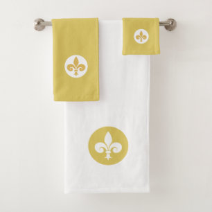Fleur de Lis sur fond doré et blanc