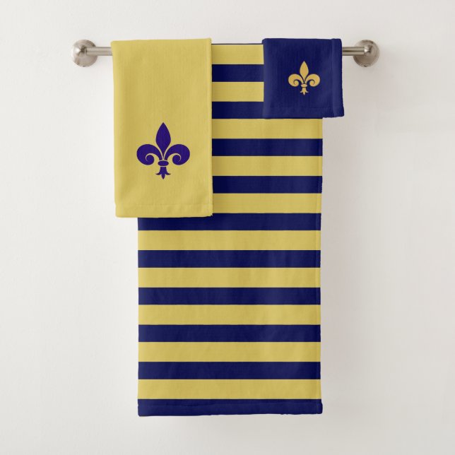 Fleur de Lis sur fond doré et bleu marine (En situation)