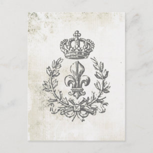 Fleur de Lis vintage et carte postale Couronne