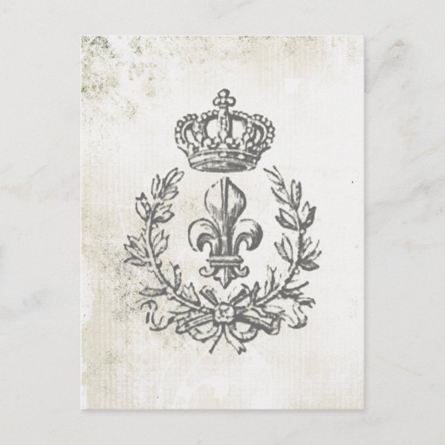 Fleur de Lis vintage et carte postale Couronne (Devant)
