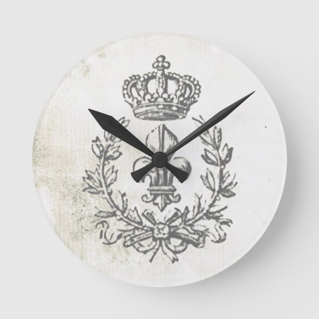 Fleur de Lis vintage et horloge murale couronne ro (Recto)