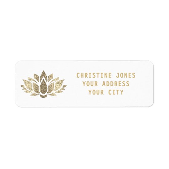 fleur de lotus de scintillement d'or de faux étiquette d'adresse retour