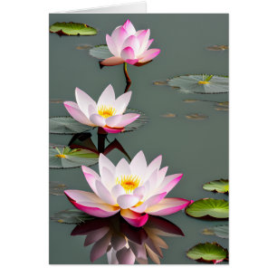 Fleur De Lotus Rose Et Blanc Sur Carte Étonnante P