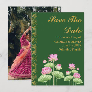 Fleur de lotus verte Mariage indien Enregistrez la