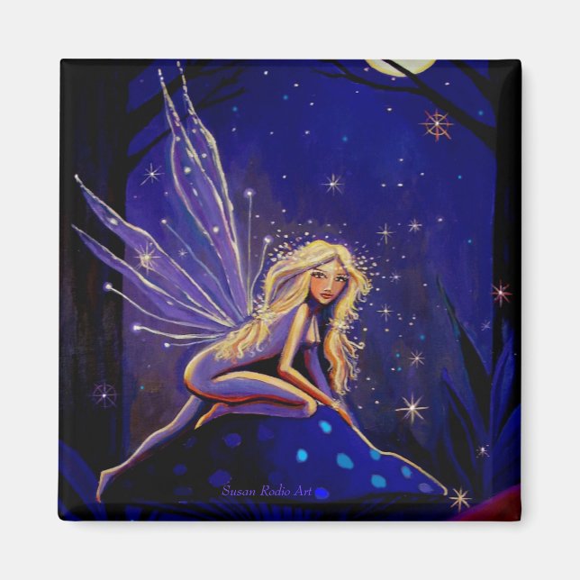 Fleur de lune magique - Aimant d'art de la fée (Devant)