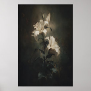 Fleur de Lys blanc imprimable Art mural floral fon