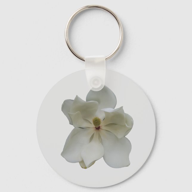 Fleur de magnolia blanche sur un porte-clés (Recto)