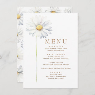 Fleur de marguerite blanche Elégant menu à thème F