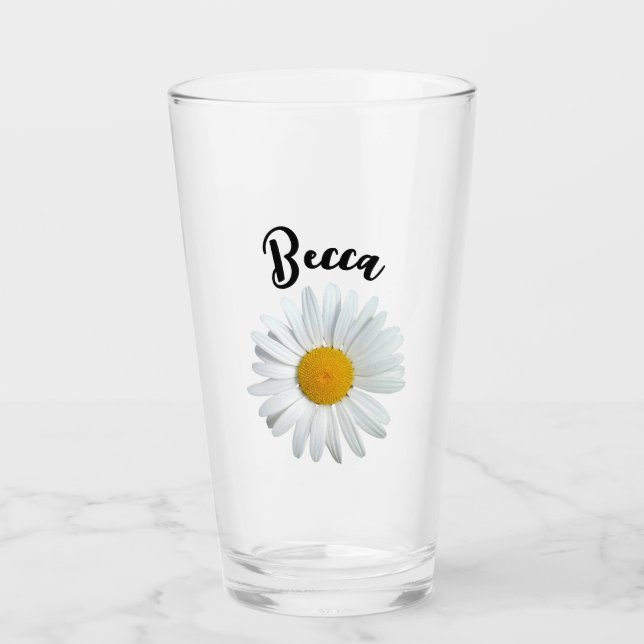 Fleur de marguerite blanche guillerette Verre pers (Devant)