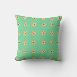 Fleur de marguerite jaune Motif sur Coussin vert c
