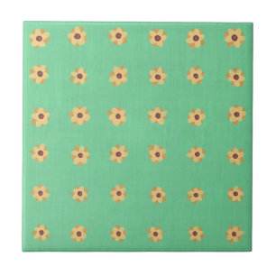 Fleur de marguerite jaune sur Trivet de carreaux v