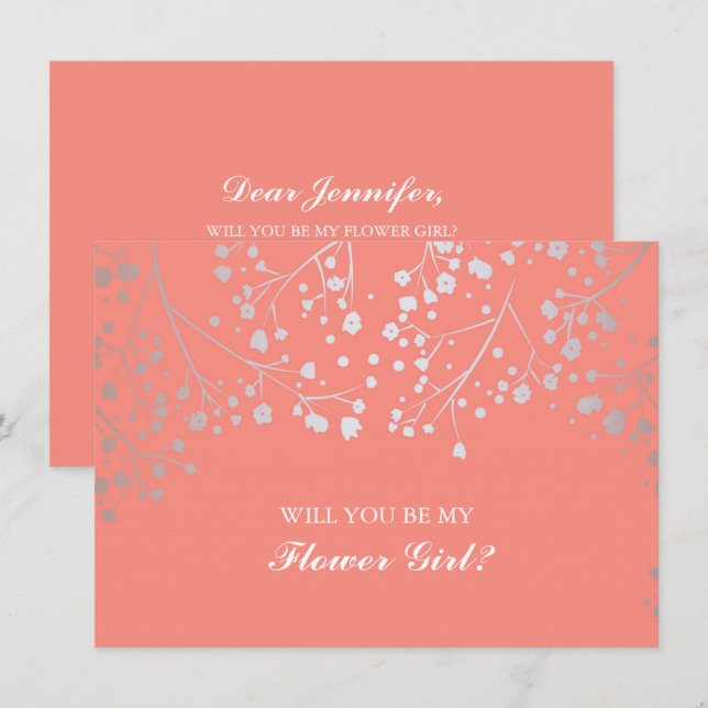 Fleur de Mariage Corail Baby's Breath Invitation p (Devant / Derrière)