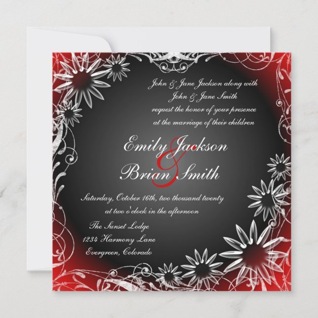Fleur de marie noire rouge fade invitations de mar (Devant)