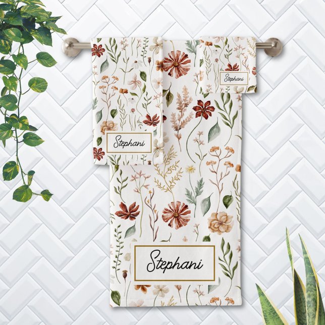 Fleur de Monogramme Aquarelle Vintage Floral (In situ)