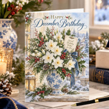 Fleur de naissance de décembre Carte d'anniversair