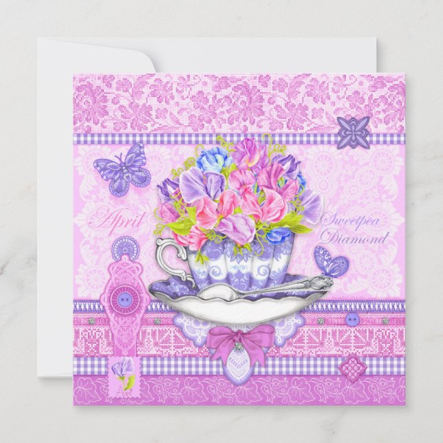 Fleur de naissance et Gem Avril carte d'enseigneme (Devant)