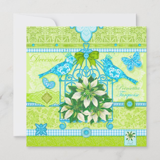 Fleur de naissance et Gem Décembre Carte Birdcage (Devant)