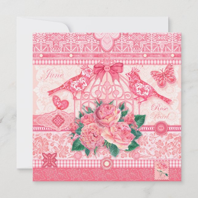Fleur de naissance et Gem juin Carte Birdcage (Devant)
