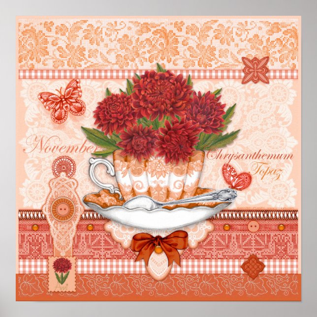 Fleur de naissance et Gem Novembre Poster Teup (Devant)