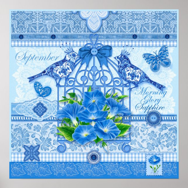 Fleur de naissance et Gem septembre Poster de cage (Devant)