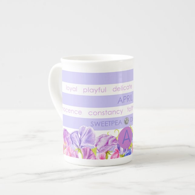 Fleur de naissance et Gem Strig Mug April Bone Chi (Devant gauche)