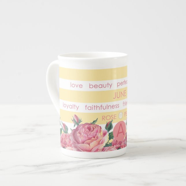 Fleur de naissance et Gem Strig Mug June Bone Chin (Devant gauche)