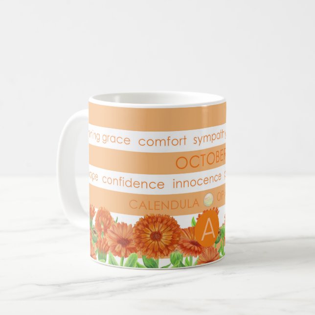 Fleur de naissance et Gem Strig Mug Octobre (Devant gauche)