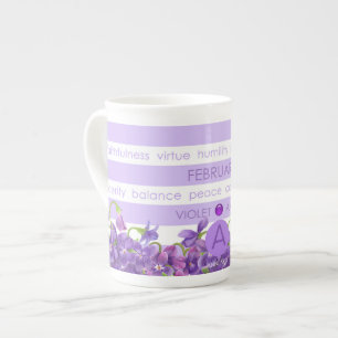 Fleur de naissance et tasse février BoneChina de