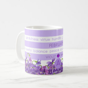 Fleur de naissance et tasse février de rayure de