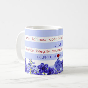 Fleur de naissance et tasse juillet de rayure de