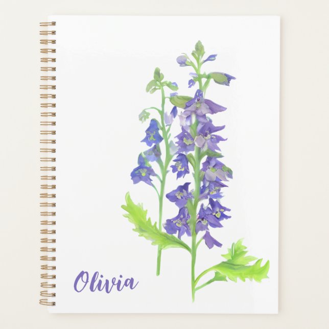 Fleur de naissance juillet Larkspur Aquarelle Plan (Devant)