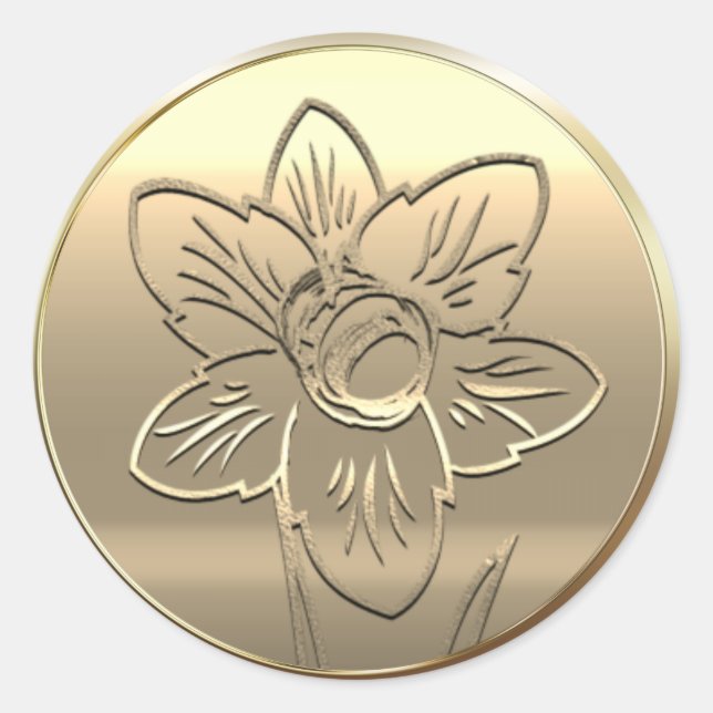 Fleur de naissance Narcisse Mars Autocollant Rond  (Devant)
