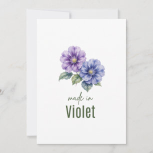 Fleur de naissance violette de février carte aquar