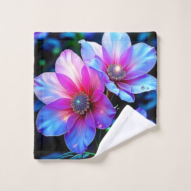 Fleur de néon fleur design de lumière magique (Gant de toilette)