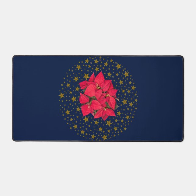 Fleur de Noël rouge, étoiles brillantes d'or sur b (Recto)