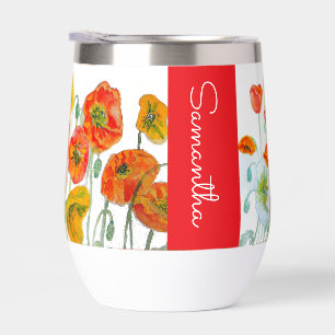 Fleur de pavot orange rouge aquarelle nom de femme
