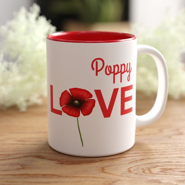 Fleur de pavot personnalisée Love Coffee Mug (Perfect poppy coffee mug if you love poppies and coffee. Just add your name)