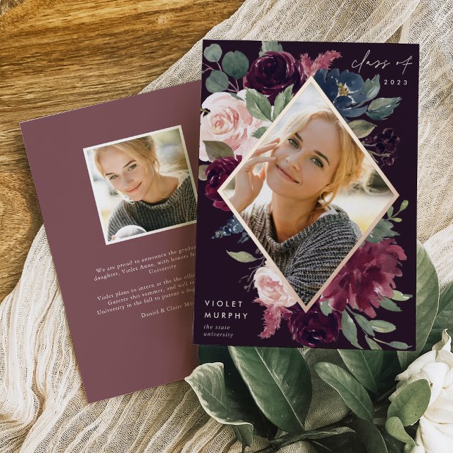 Fleur de prune | Faire-part d'obtention d'un diplô (Créateur téléchargé)