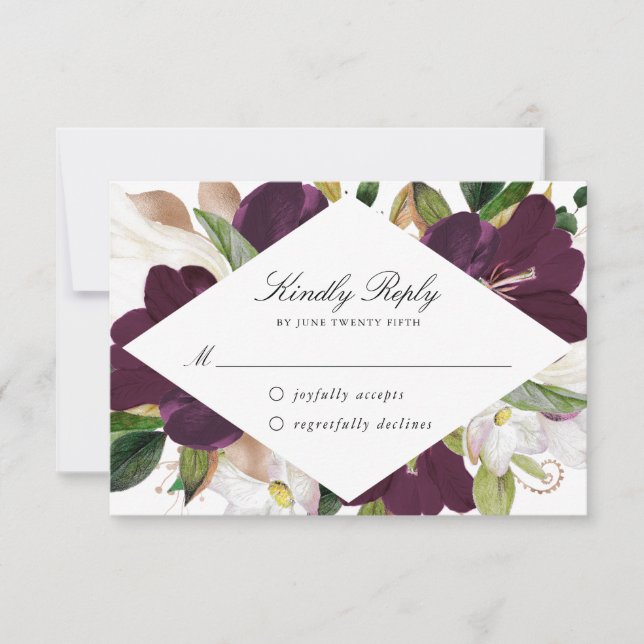 Fleur de Prune Foncé | Carte RSVP (Devant)
