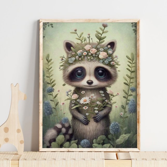 Fleur de raton laveur Forest Baby | Impression mur (Créateur téléchargé)
